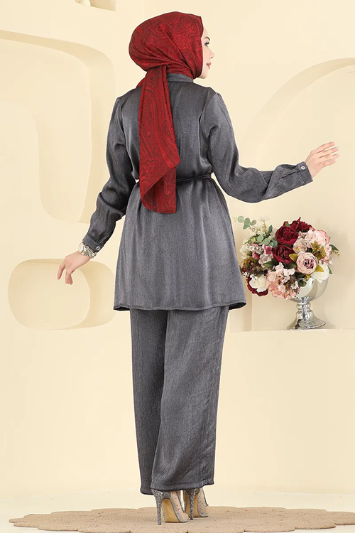 Parlak Bürümcük Takım Antrasit