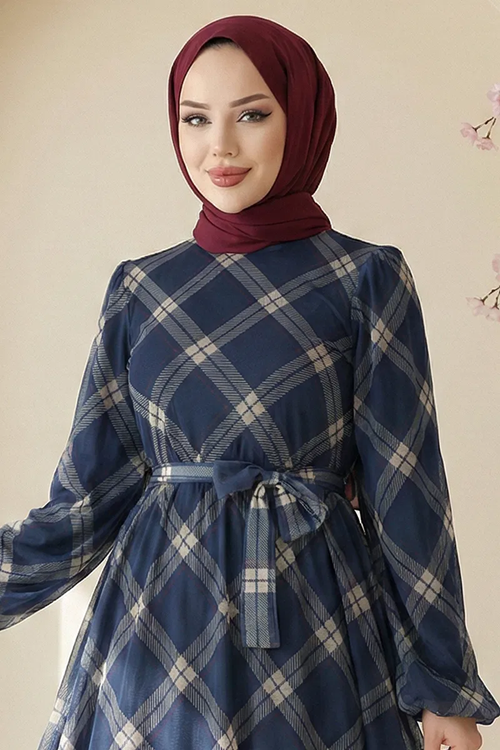 Ekose Tül Elbise Laci