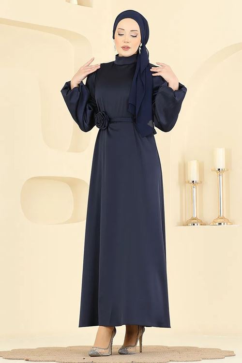 Gül Aksesuarlı Saten Abiye Laci