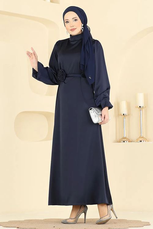 Gül Aksesuarlı Saten Abiye Laci