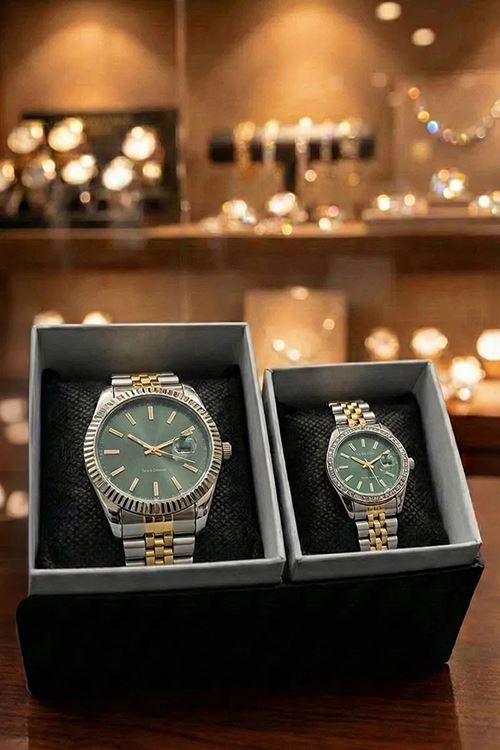 Çift Kol Saati Gümüş&Gold