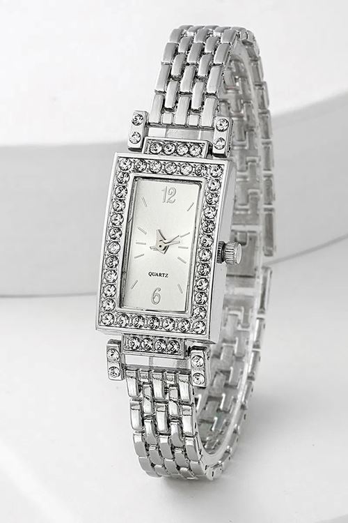 Taş Detaylı Kadın Kol Saati Gümüş
