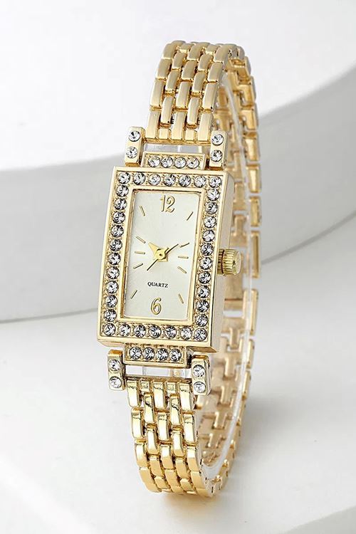 Taş Detaylı Kadın Kol Saati Gold