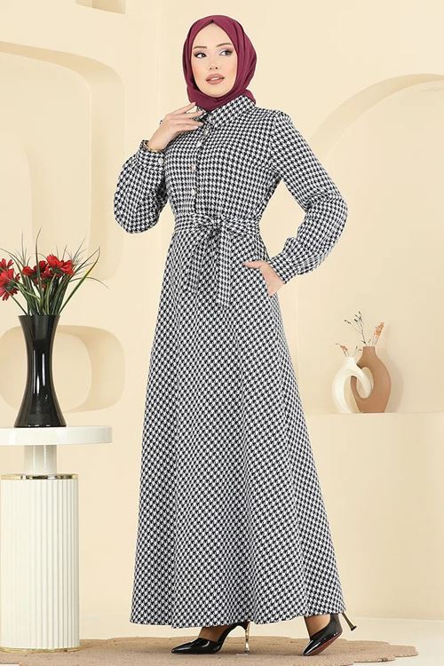 Düğme Detaylı Elbise Siyah