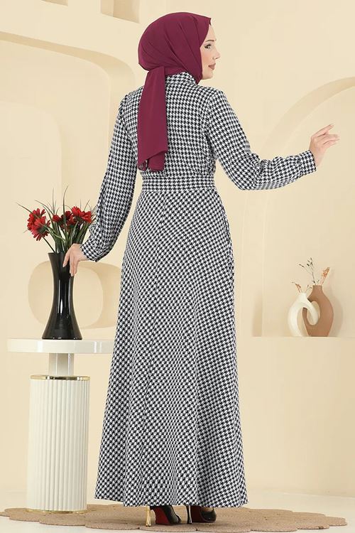 Düğme Detaylı Elbise Siyah