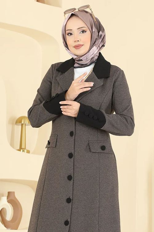 Kruvaze Yaka Kombin Kahve&Siyah