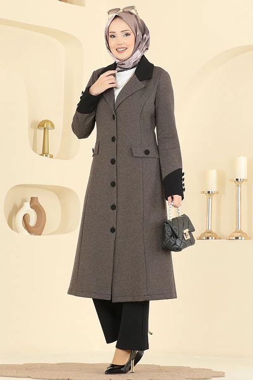 Kruvaze Yaka Kombin Kahve&Siyah