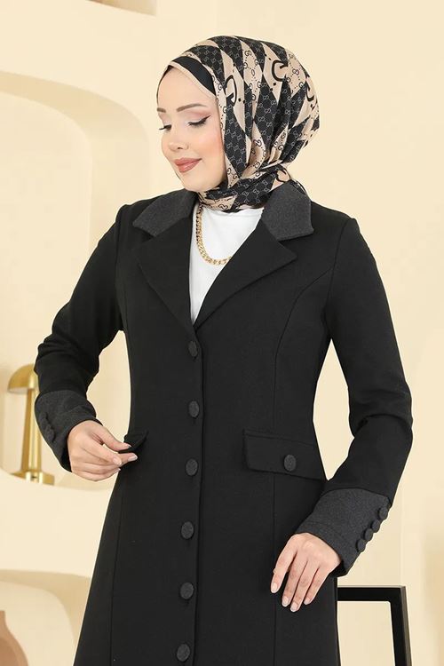 Kruvaze Yaka Kombin Siyah