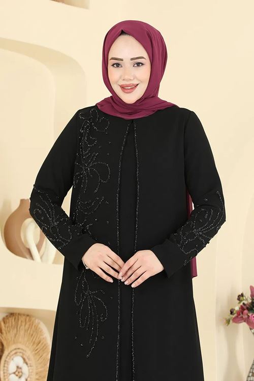 Taşlı Elbise Siyah