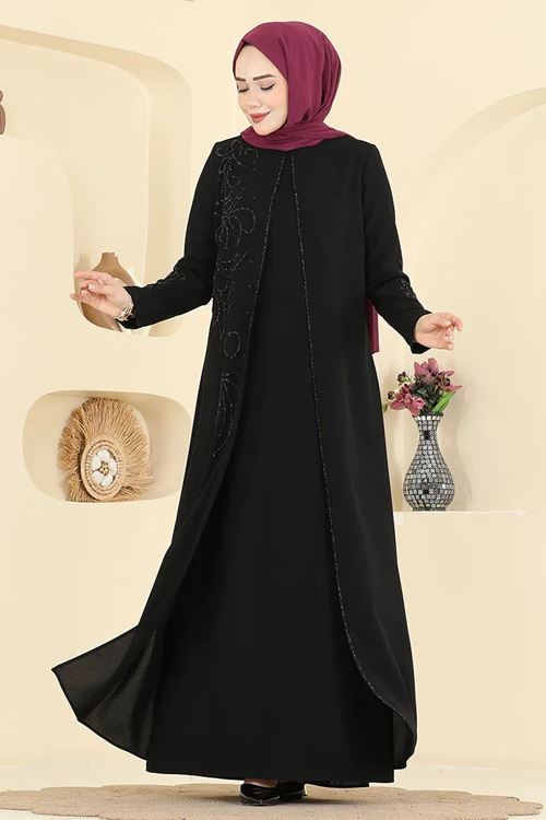 Taşlı Elbise Siyah