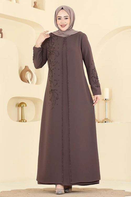 Taşlı Elbise Pudra Vizyon