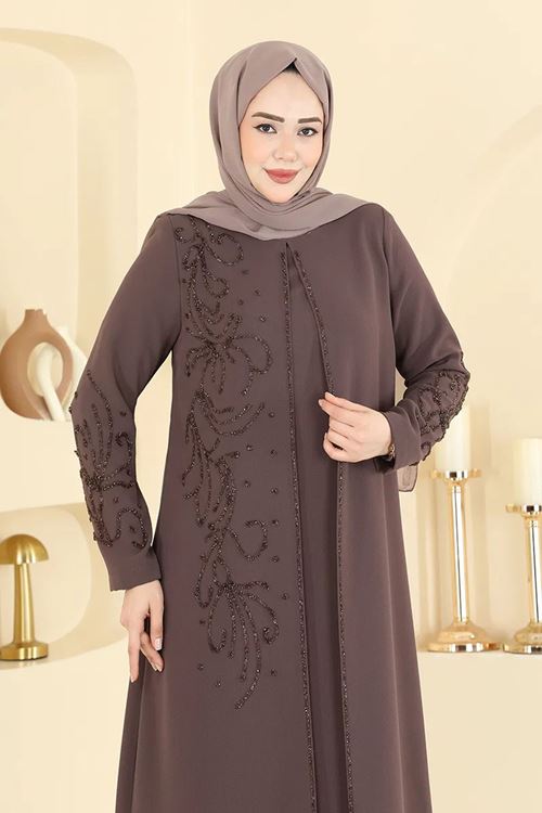 Taşlı Elbise Pudra Vizyon