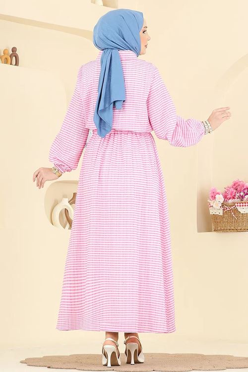Çizgili Elbise Pembe