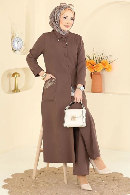 Nakışlı Detaylı 2 Li Takım Kahve