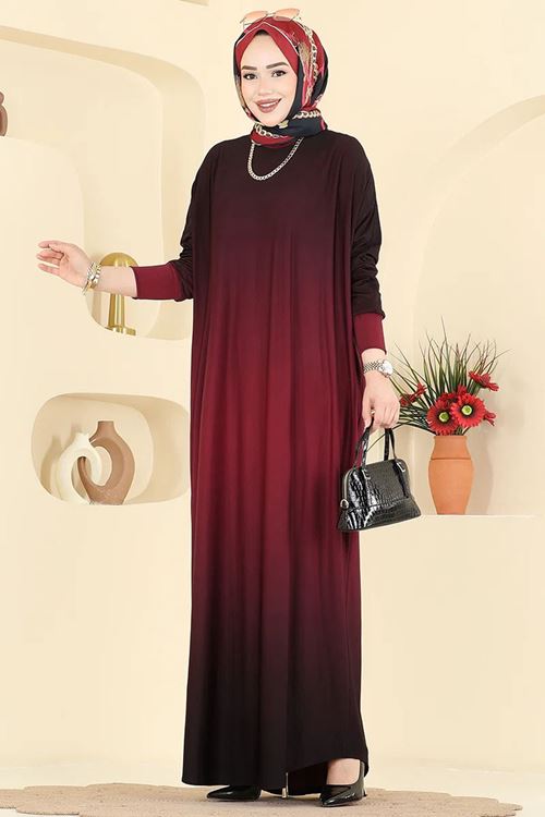 Soft Dökümlü  Elbise Bordo
