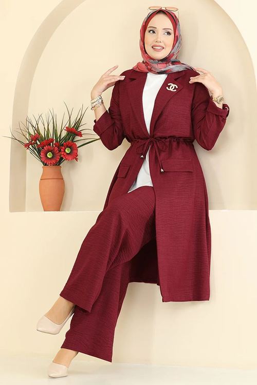 Beli Tünelli Takım Bordo