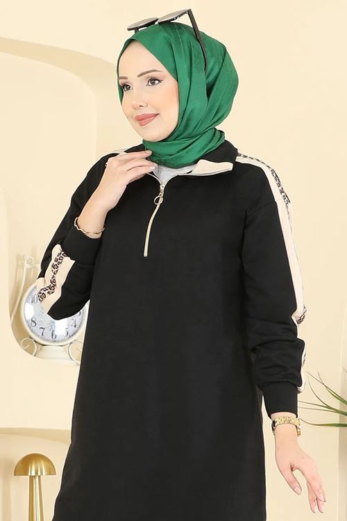 Leopar Desenli Takım Siyah