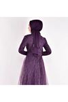Eteği Katlı Tül Abiye Mor