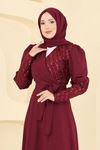 Pul Detaylı Abiye - Bordo