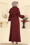 Pelerinli Elbise - Bordo