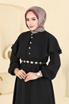 Pelerinli Elbise - Siyah