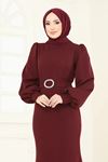 Balık Model Balon Kollu Abiye Bordo