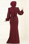 Balık Model Balon Kollu Abiye Bordo