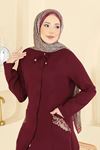 Nakışlı Detaylı 2 Li Takım Bordo