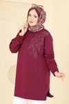 Yaprak Desenli Tunik Bordo