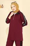 Leopar Desenli Takım Bordo